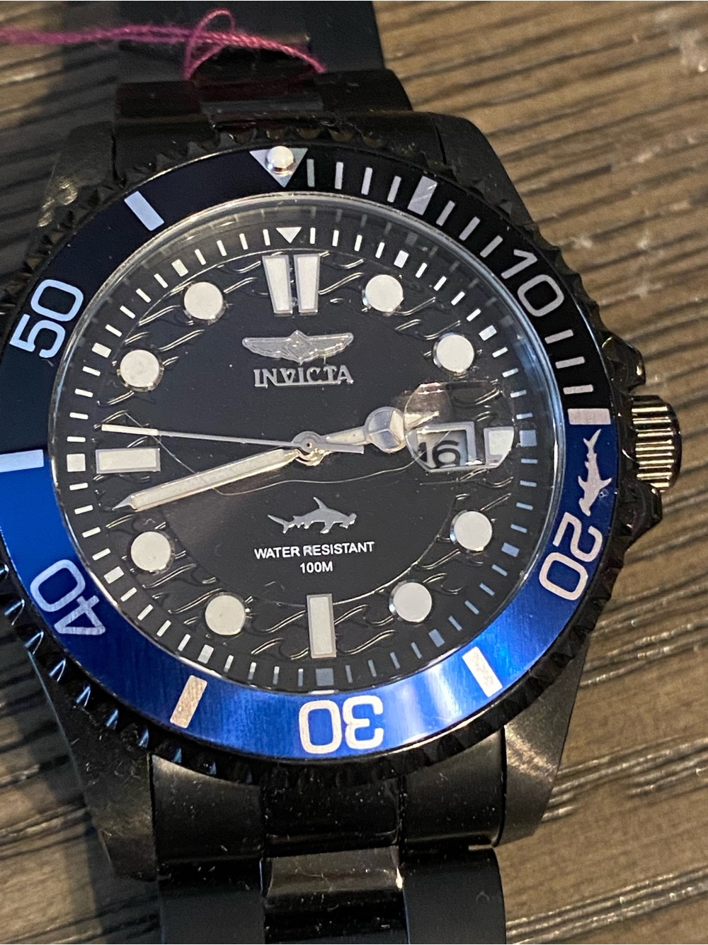 Invicta Men’s Black and Blue Diver Style Watch